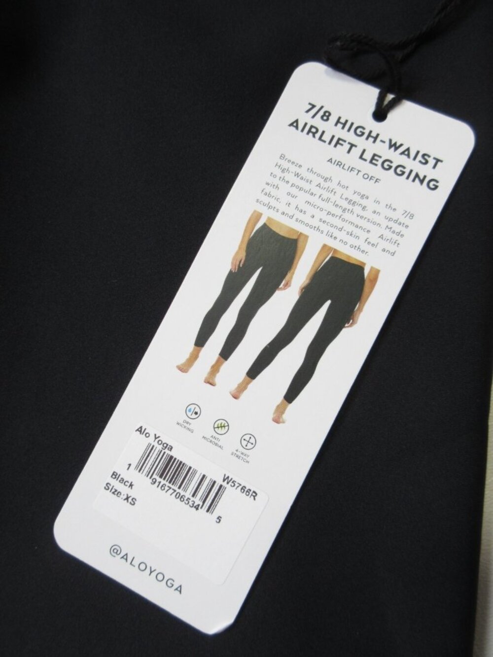 NWT Alo Yoga 7/8 High-Waist Airlift Legging in Black Stretch Workout XS - Picture 3 of 8